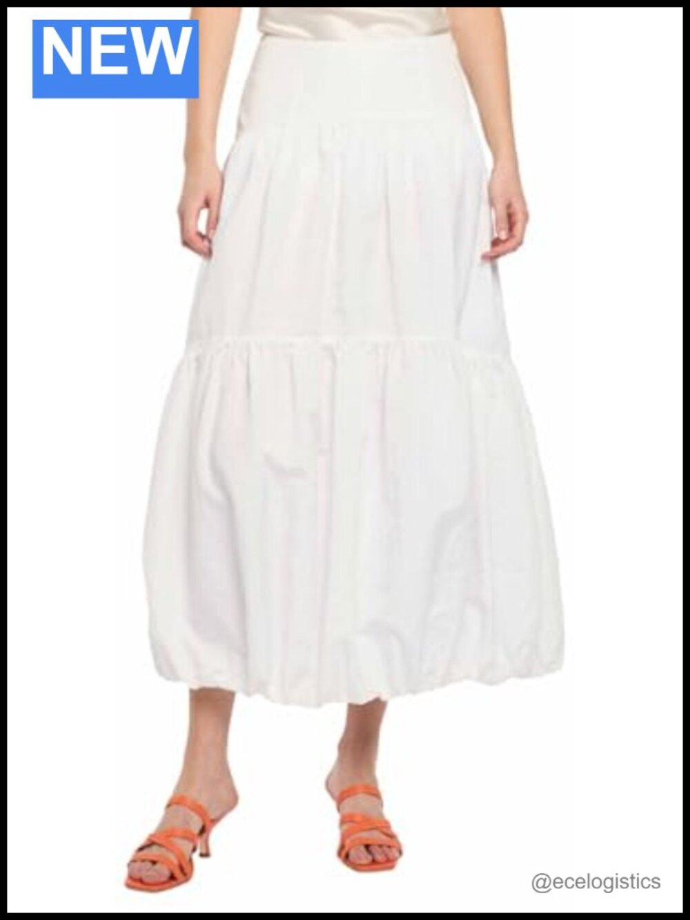 Women's Midi Bubble Skirt Wear to Work High Rise Drop Waist